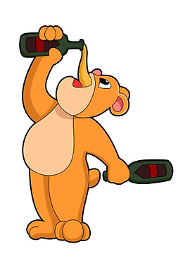 Bear Drinking Beer bottle