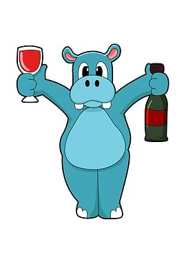 Hippo Wine Bottle Glass