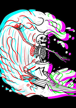 Funny Skeleton Surfing