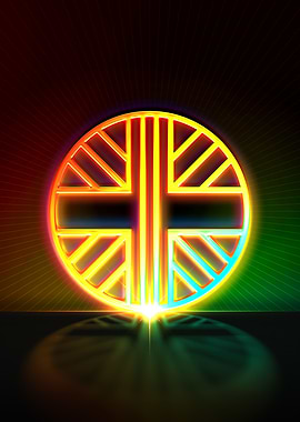 Neon Geometric Glyph Sign