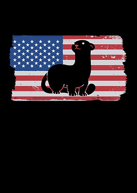Ferret with the USA flag