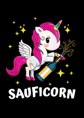 Sauficorn Einhorn mit Sekt