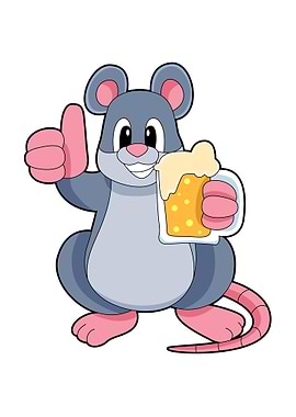 Mouse Drinking Beer glass