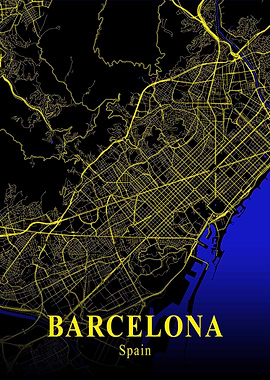 Barcelona City Map Spain