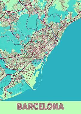 Barcelona City Map Spain
