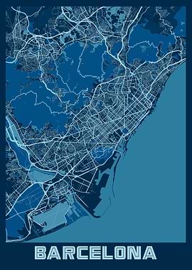 Barcelona City Map Spain