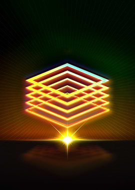 Neon Geometric Glyph Sign