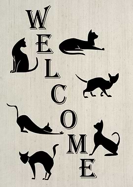 WELCOME 6 CATS CANVAS