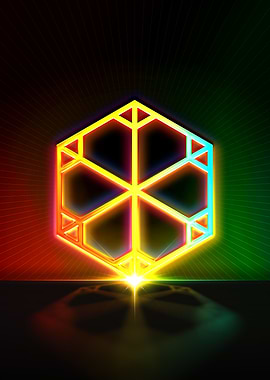 Neon Geometric Glyph Sign