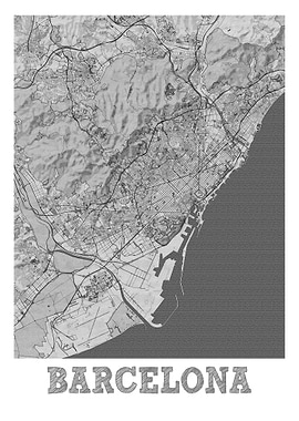 Barcelona City Map Spain