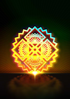 Neon Geometric Glyph Sign