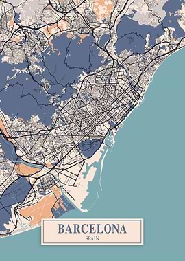 Barcelona City Map Spain