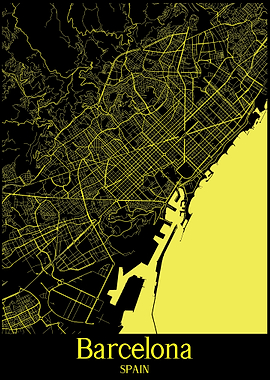 Barcelona City Map Spain