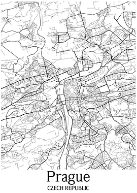 Prague City Map Czech