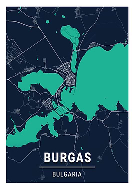 Burgas City Map Bulgaria