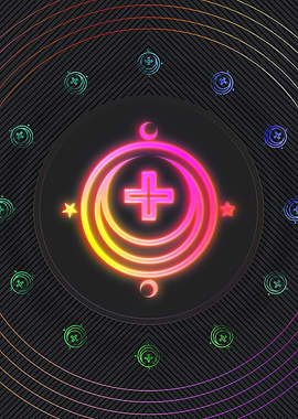 Neon Geometric Glyph Sign