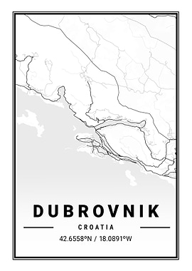 Dubrovnik City Map Croatia