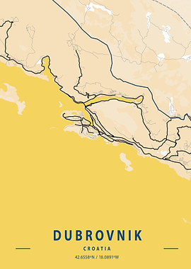 Dubrovnik City Map Croatia