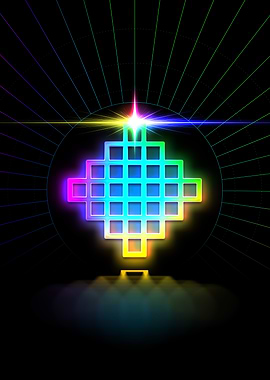 Neon Geometric Glyph Sign