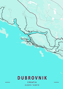 Dubrovnik City Map Croatia