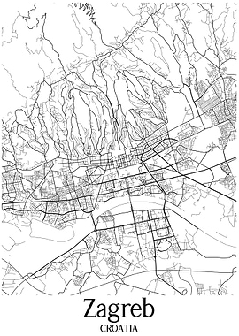 Zagreb City Map Croatia