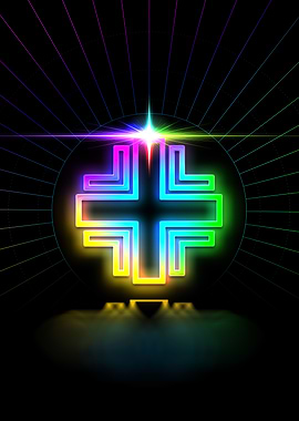 Neon Geometric Glyph Sign