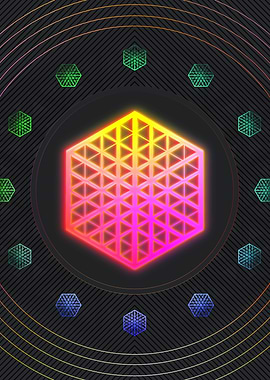 Neon Geometric Glyph Sign