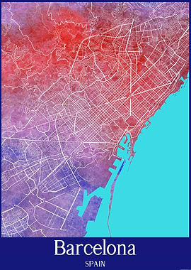 Barcelona City Map Spain
