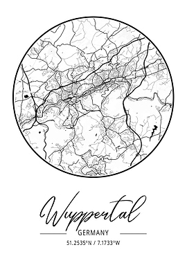 Wuppertal City Map Germany