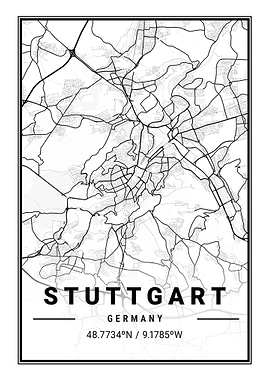 Stuttgart City Map Germany