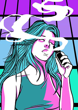 Waifu Anime Girl Smoking