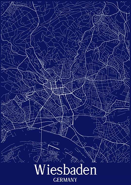 Wiesbaden City Map Germany