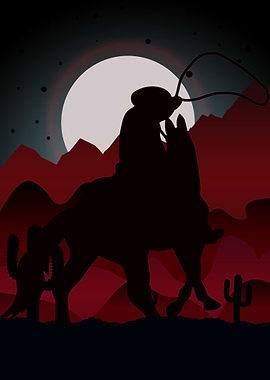 cowboy on night ride