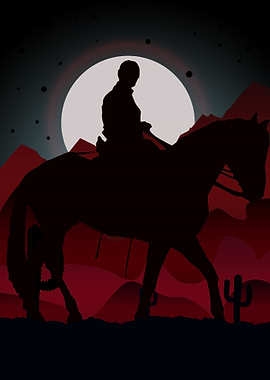 cowboy on night ride