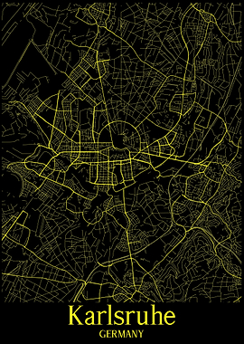 Karlsruhe City Map Germany
