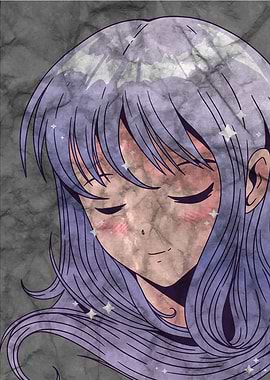 Cute Anime Manga Girl blue