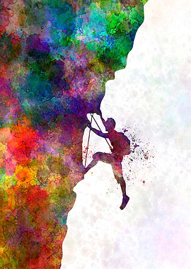 Climber in watercolor