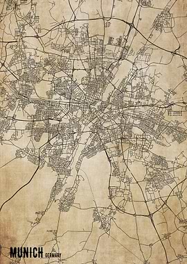 Munich Germany Vintage Map