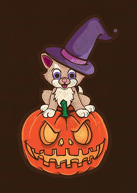 Halloween Pumpkin Cat