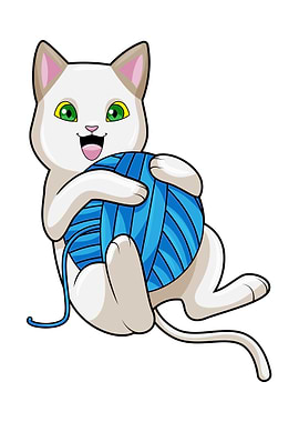 Cat Playing Wool