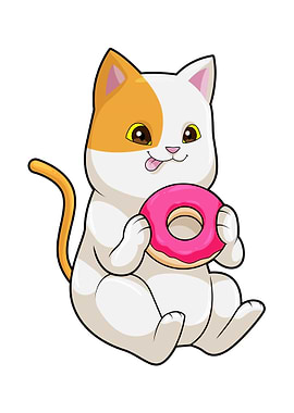 Cat Eating Donut