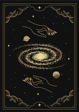 Hand hold universe tarot