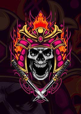 Fire Samurai Skull 02