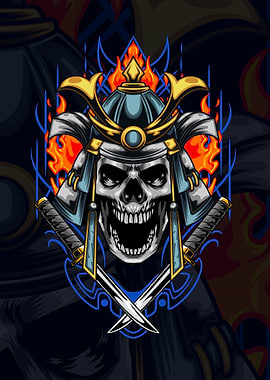 Fire Samurai Skull 04