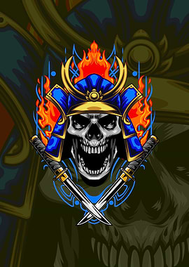 Fire Samurai Skull 01