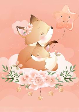 2 cute foxes