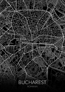 Bucharest Map Black