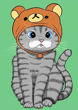 Kitten with teddy hat