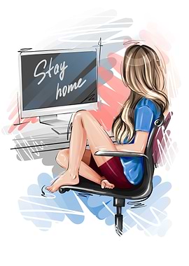 Blonde woman stay home