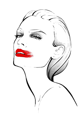 Fashion model face red lip